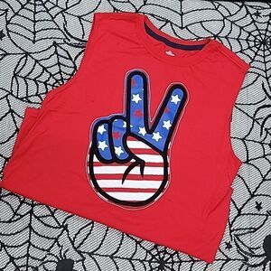 Kid's Patriotic Peace Sign Tank Top Boy's Size XL (14/16)